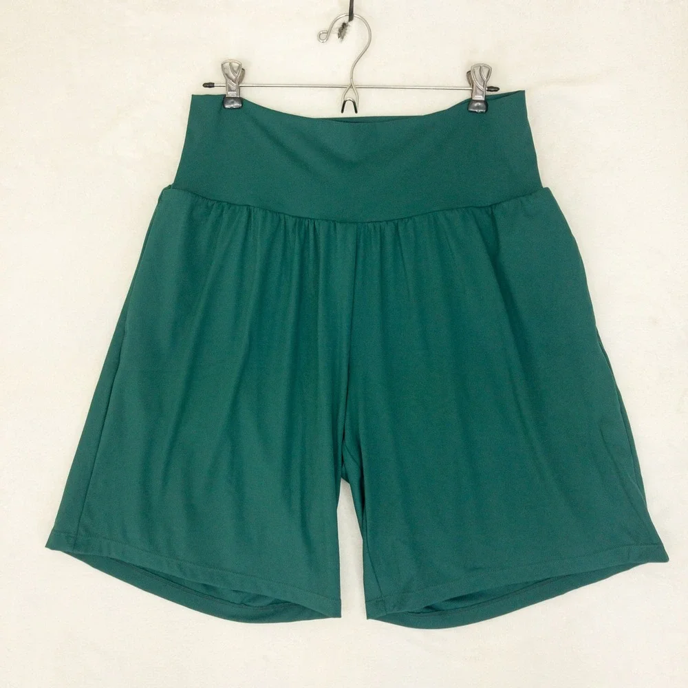 Halara SoftlyZero Airy Shorts Womens XL Green High Waisted Pockets Athletic New